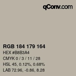 Color code: RGB 184 179 164 | qconv.com