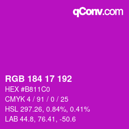 颜色代码: RGB 184 17 192 | qconv.com