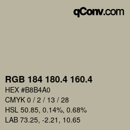 カラーコード: RGB 184 180.4 160.4 | qconv.com