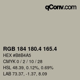カラーコード: RGB 184 180.4 165.4 | qconv.com
