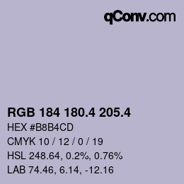 カラーコード: RGB 184 180.4 205.4 | qconv.com