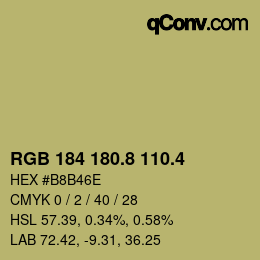 カラーコード: RGB 184 180.8 110.4 | qconv.com
