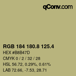 カラーコード: RGB 184 180.8 125.4 | qconv.com