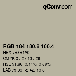 カラーコード: RGB 184 180.8 160.4 | qconv.com