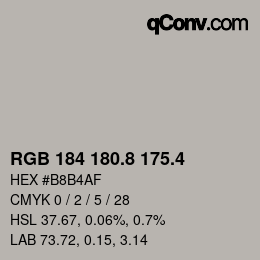 カラーコード: RGB 184 180.8 175.4 | qconv.com