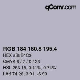 カラーコード: RGB 184 180.8 195.4 | qconv.com