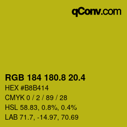 カラーコード: RGB 184 180.8 20.4 | qconv.com