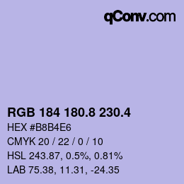 カラーコード: RGB 184 180.8 230.4 | qconv.com