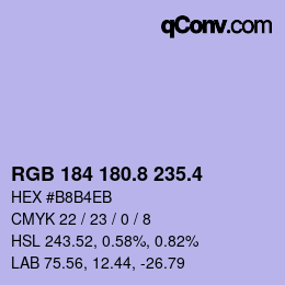 カラーコード: RGB 184 180.8 235.4 | qconv.com