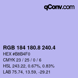 カラーコード: RGB 184 180.8 240.4 | qconv.com