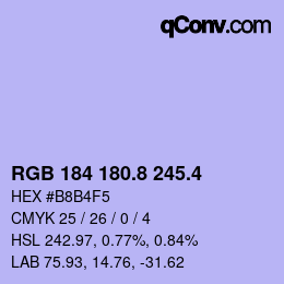 カラーコード: RGB 184 180.8 245.4 | qconv.com
