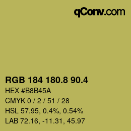 カラーコード: RGB 184 180.8 90.4 | qconv.com