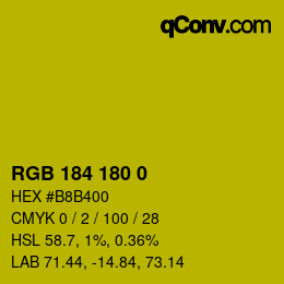 Code couleur: RGB 184 180 0 | qconv.com