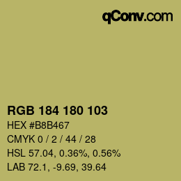 Color code: RGB 184 180 103 | qconv.com