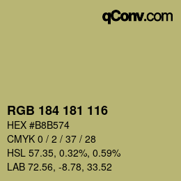 颜色代码: RGB 184 181 116 | qconv.com