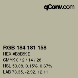 Color code: RGB 184 181 158 | qconv.com