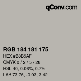 カラーコード: RGB 184 181 175 | qconv.com