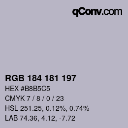 颜色代码: RGB 184 181 197 | qconv.com