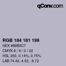 Color code: RGB 184 181 199 | qconv.com