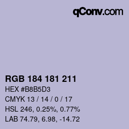 Color code: RGB 184 181 211 | qconv.com