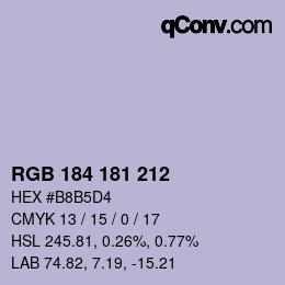 颜色代码: RGB 184 181 212 | qconv.com