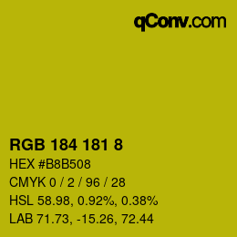 Color code: RGB 184 181 8 | qconv.com