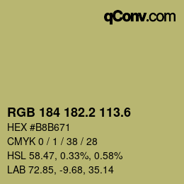 カラーコード: RGB 184 182.2 113.6 | qconv.com