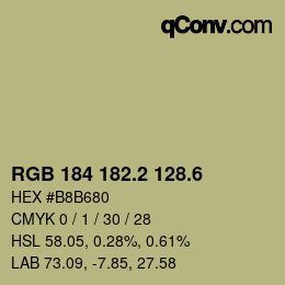 カラーコード: RGB 184 182.2 128.6 | qconv.com