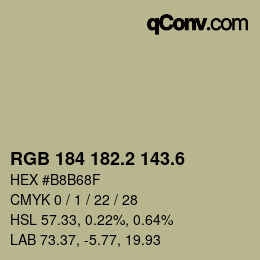 カラーコード: RGB 184 182.2 143.6 | qconv.com