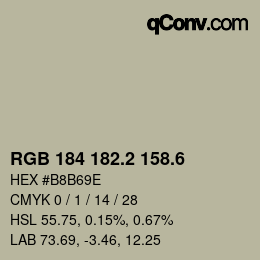 カラーコード: RGB 184 182.2 158.6 | qconv.com