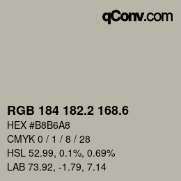カラーコード: RGB 184 182.2 168.6 | qconv.com
