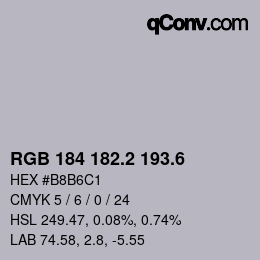 カラーコード: RGB 184 182.2 193.6 | qconv.com