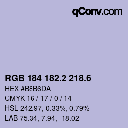 カラーコード: RGB 184 182.2 218.6 | qconv.com