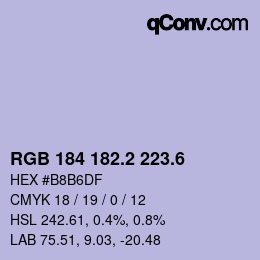 カラーコード: RGB 184 182.2 223.6 | qconv.com