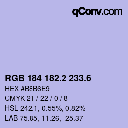 カラーコード: RGB 184 182.2 233.6 | qconv.com