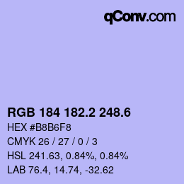 カラーコード: RGB 184 182.2 248.6 | qconv.com