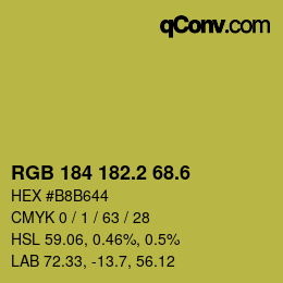カラーコード: RGB 184 182.2 68.6 | qconv.com
