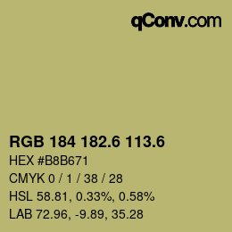 カラーコード: RGB 184 182.6 113.6 | qconv.com