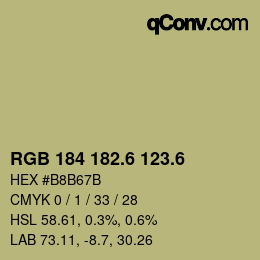 カラーコード: RGB 184 182.6 123.6 | qconv.com