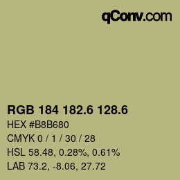カラーコード: RGB 184 182.6 128.6 | qconv.com