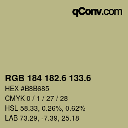 カラーコード: RGB 184 182.6 133.6 | qconv.com