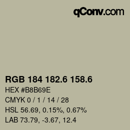 カラーコード: RGB 184 182.6 158.6 | qconv.com