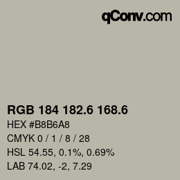 カラーコード: RGB 184 182.6 168.6 | qconv.com