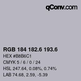 カラーコード: RGB 184 182.6 193.6 | qconv.com