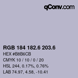 カラーコード: RGB 184 182.6 203.6 | qconv.com