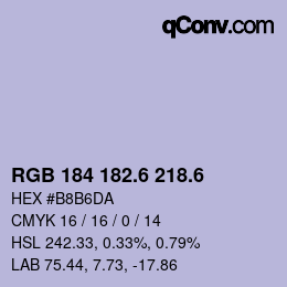 カラーコード: RGB 184 182.6 218.6 | qconv.com