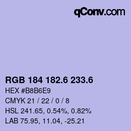 カラーコード: RGB 184 182.6 233.6 | qconv.com