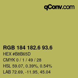 カラーコード: RGB 184 182.6 93.6 | qconv.com