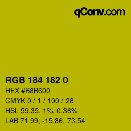 Color code: RGB 184 182 0 | qconv.com