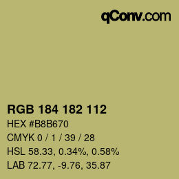 颜色代码: RGB 184 182 112 | qconv.com
